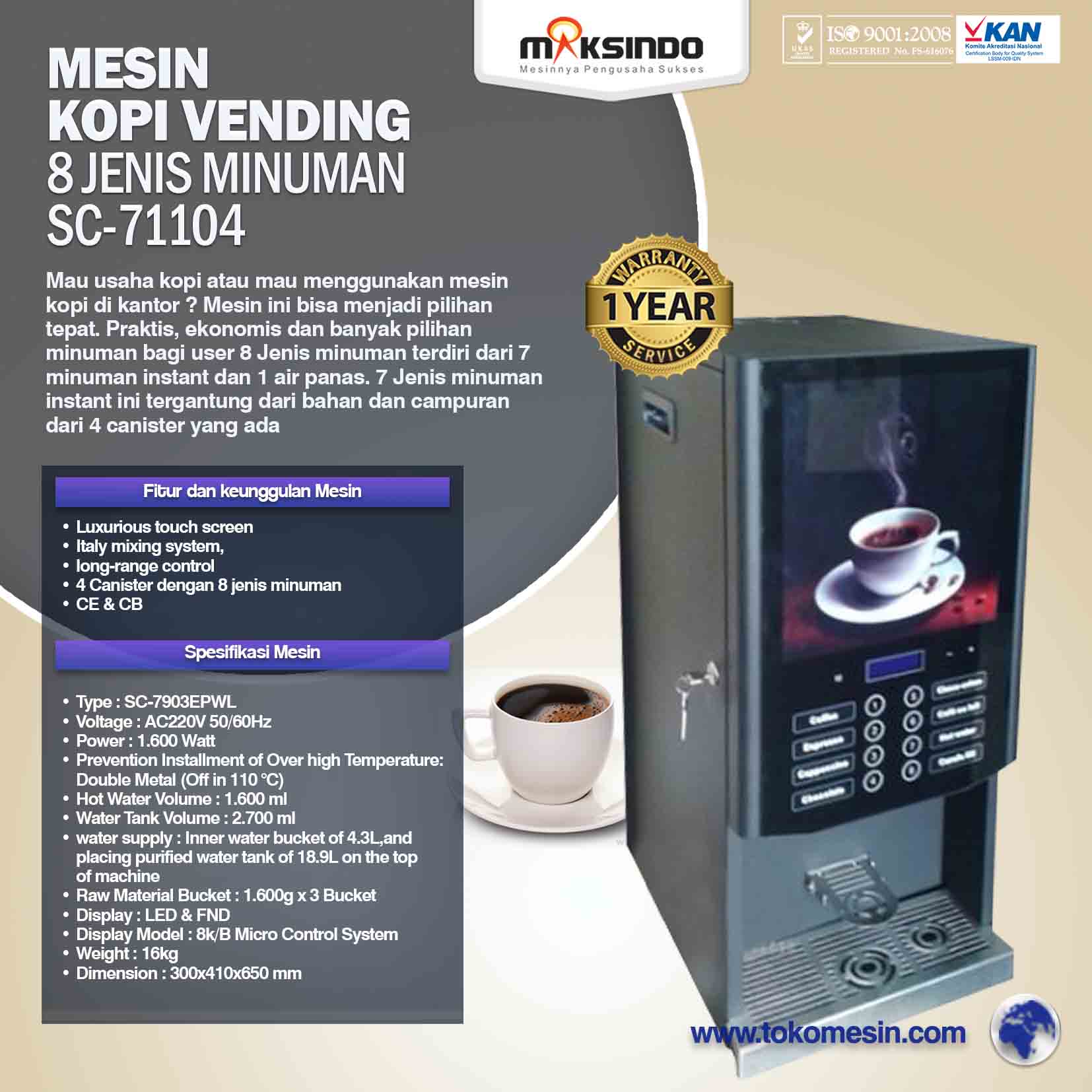 Jual Mesin Kopi Vending 8 Jenis Minuman di Surabaya - Toko 